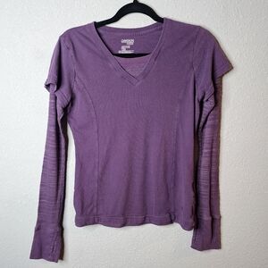 Danskin‎ Now Active Long Sleeve Tee Womens Small Retro Y2K Purple Layered Look